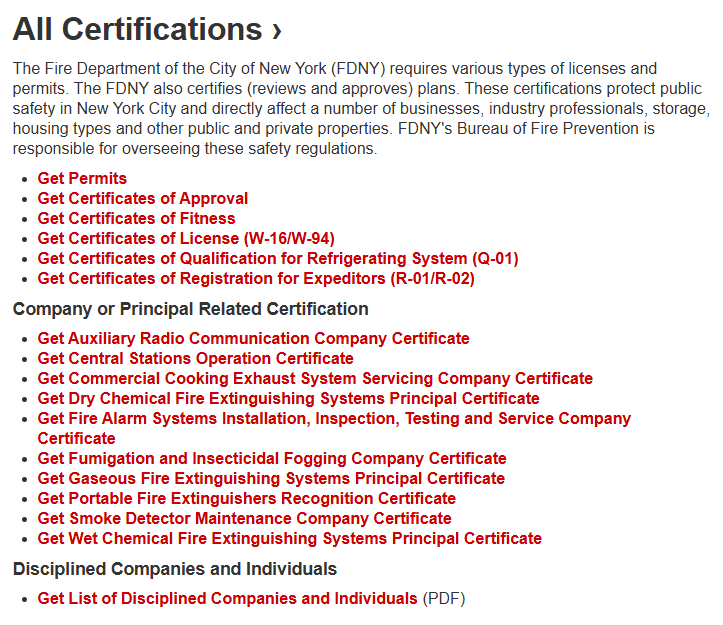 Fire Department (FDNY) Approval